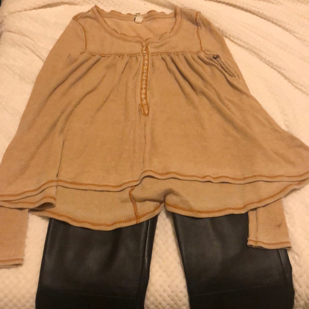 We the Free blouse and Faux leather pants